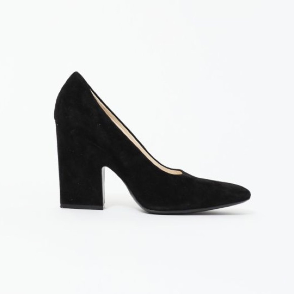 Vintage Old Celine 2012 Phoebe Philo Square Toe Suede Pump Heels in Black EU 40